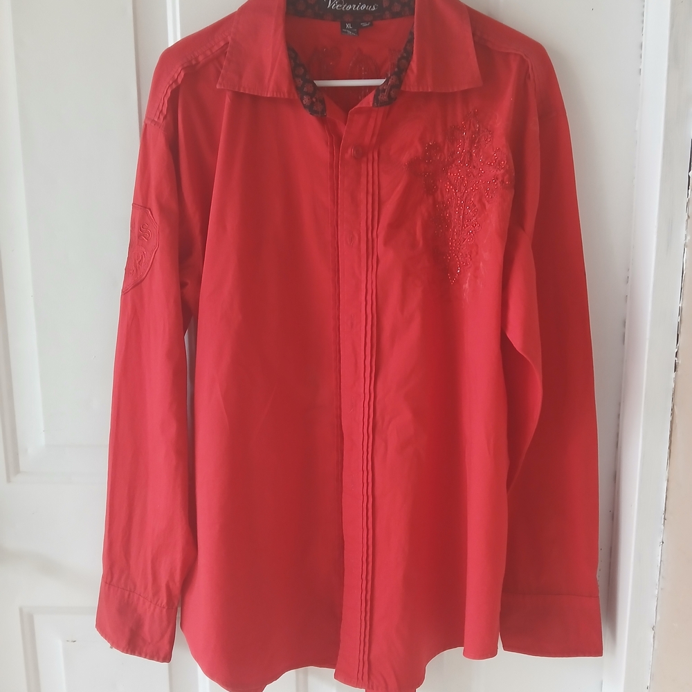 Vibrant Red Men's Shirt Jacket